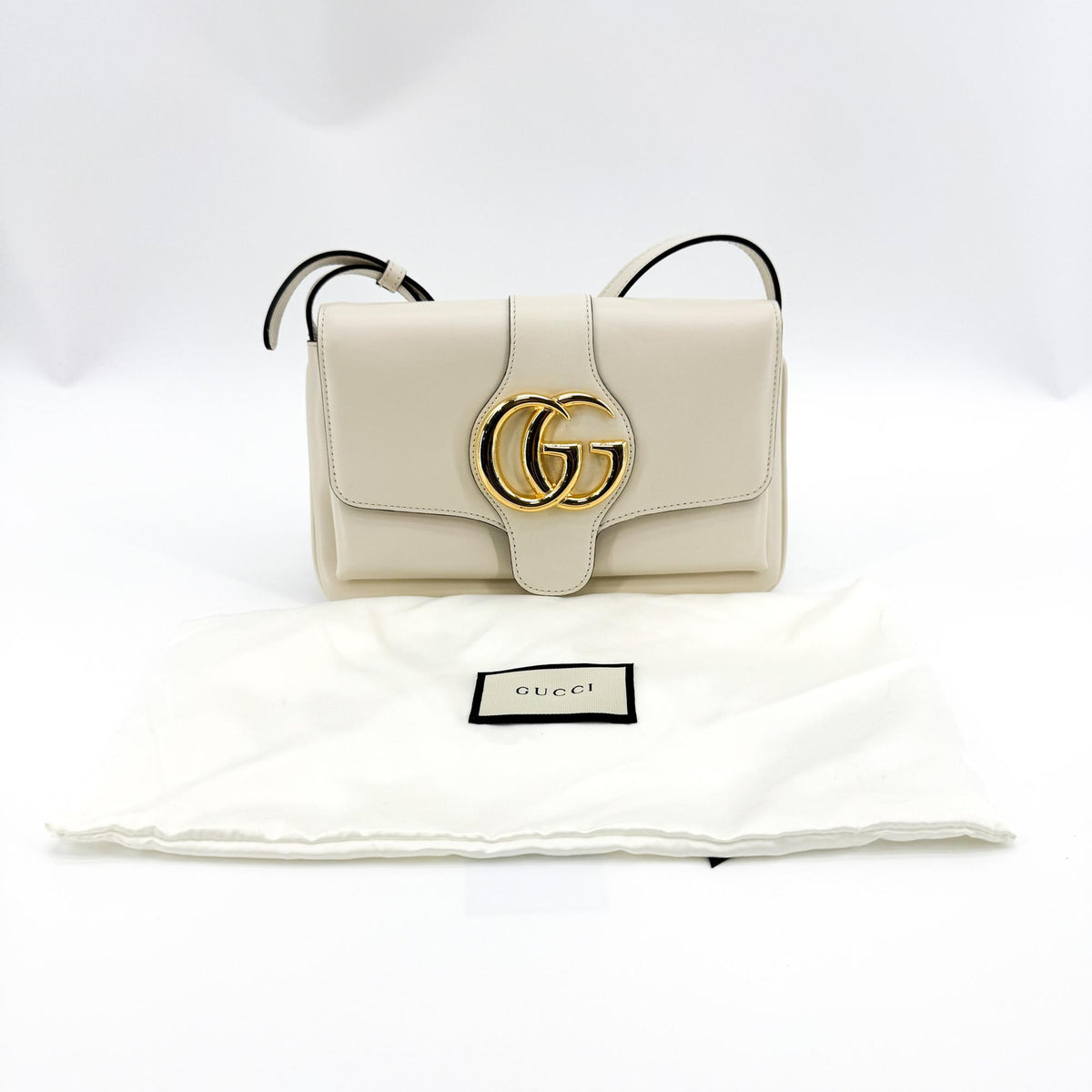 Gucci Arli Leather, White, Leather, Shoulder Bag