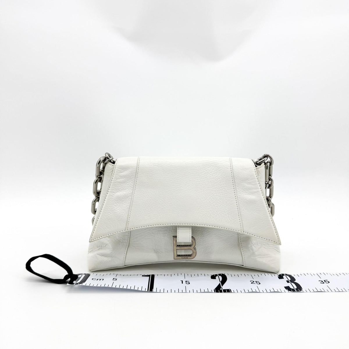 Balenciaga Downtown S Chain-Handle Leather, White, Leather, Shoulder Bag