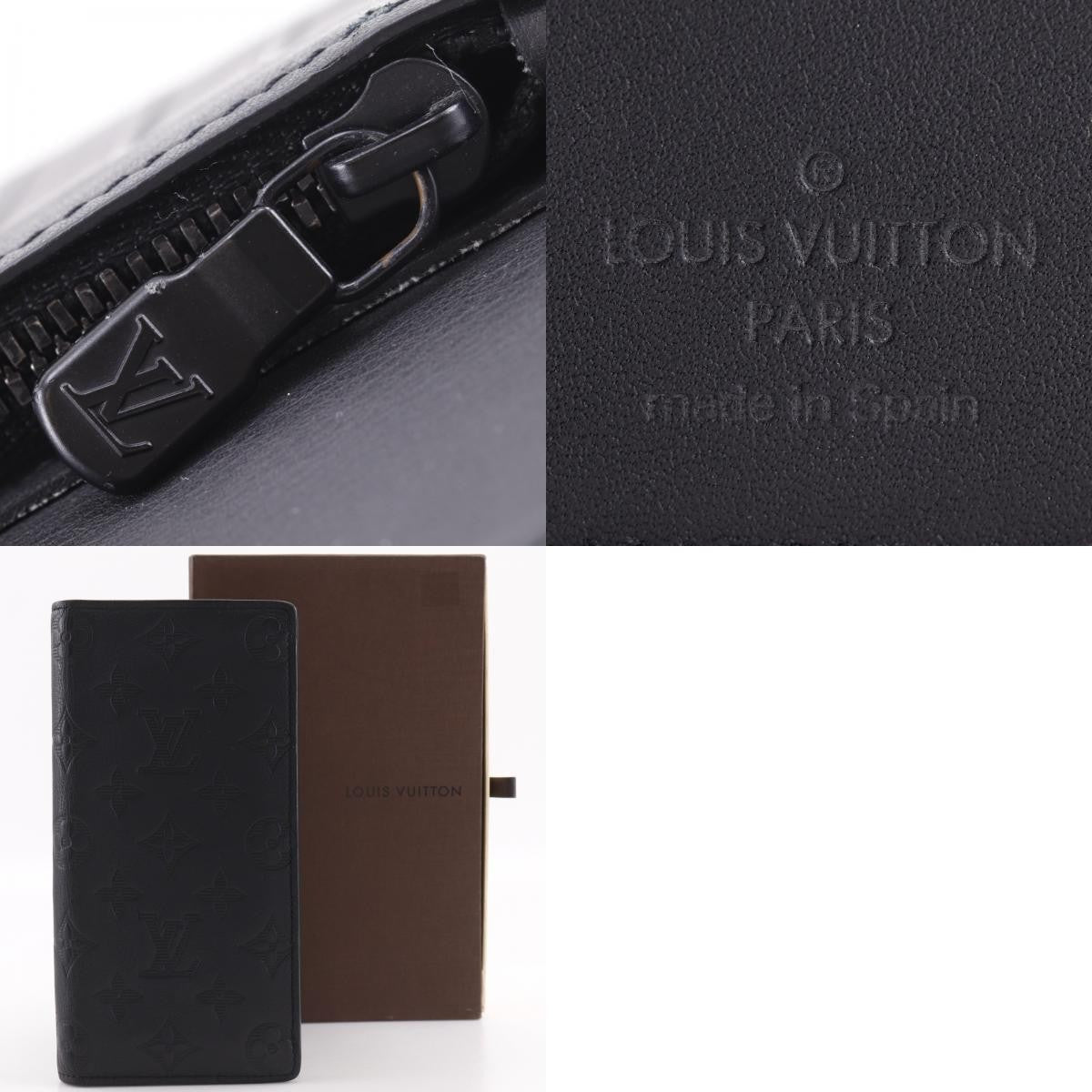 Louis Vuitton Brazza Monogram Shadow Leather, Black, Leather, Wallet