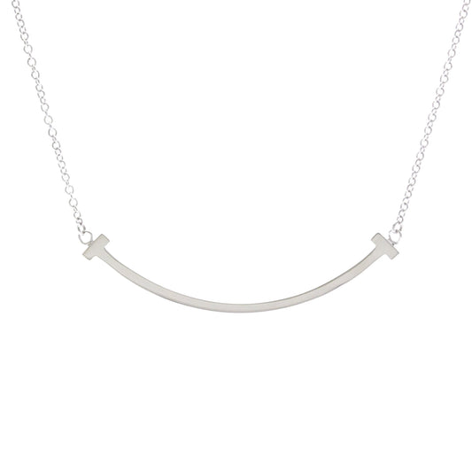 Tiffany & Co. T Smile Pendant 18K White Gold, Silver, White Gold, Necklace