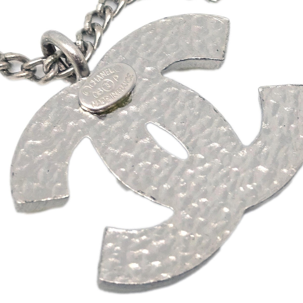 Chanel CC Logo Pendant Metal, Silver, Silver Plated, Necklace