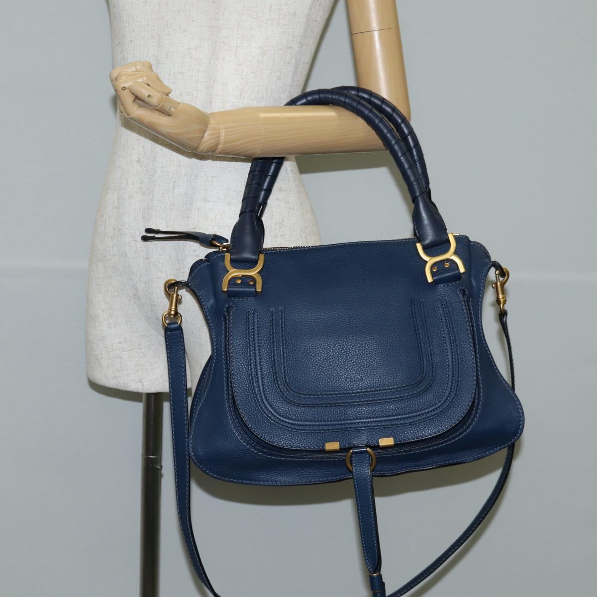 Chloé Marcie, Navy, Leather, handbag
