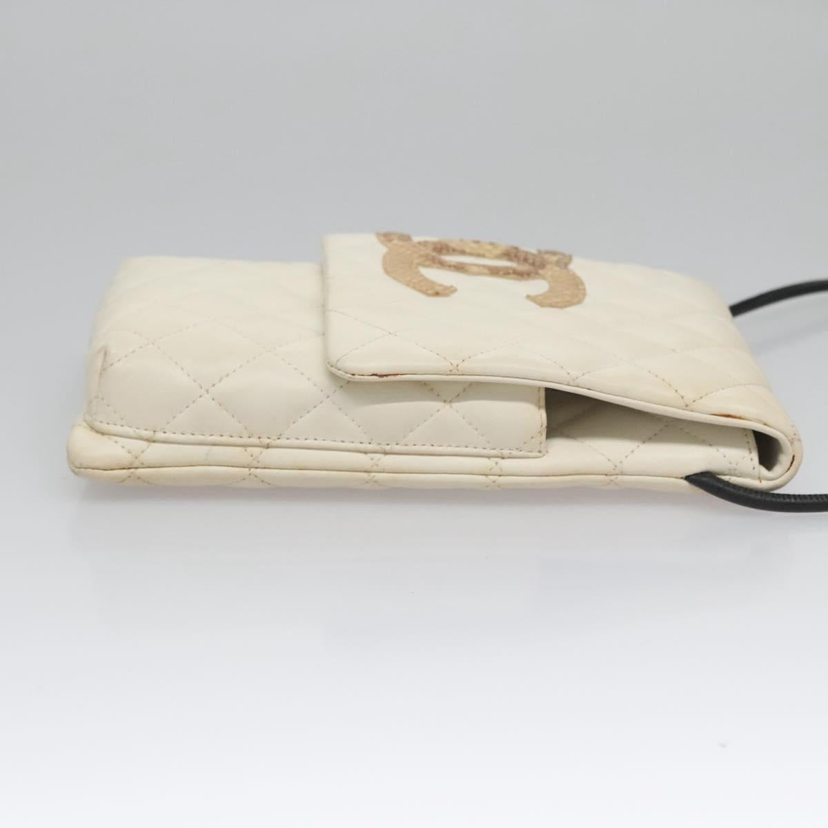 Chanel Cambon, White, Leather, shoulder