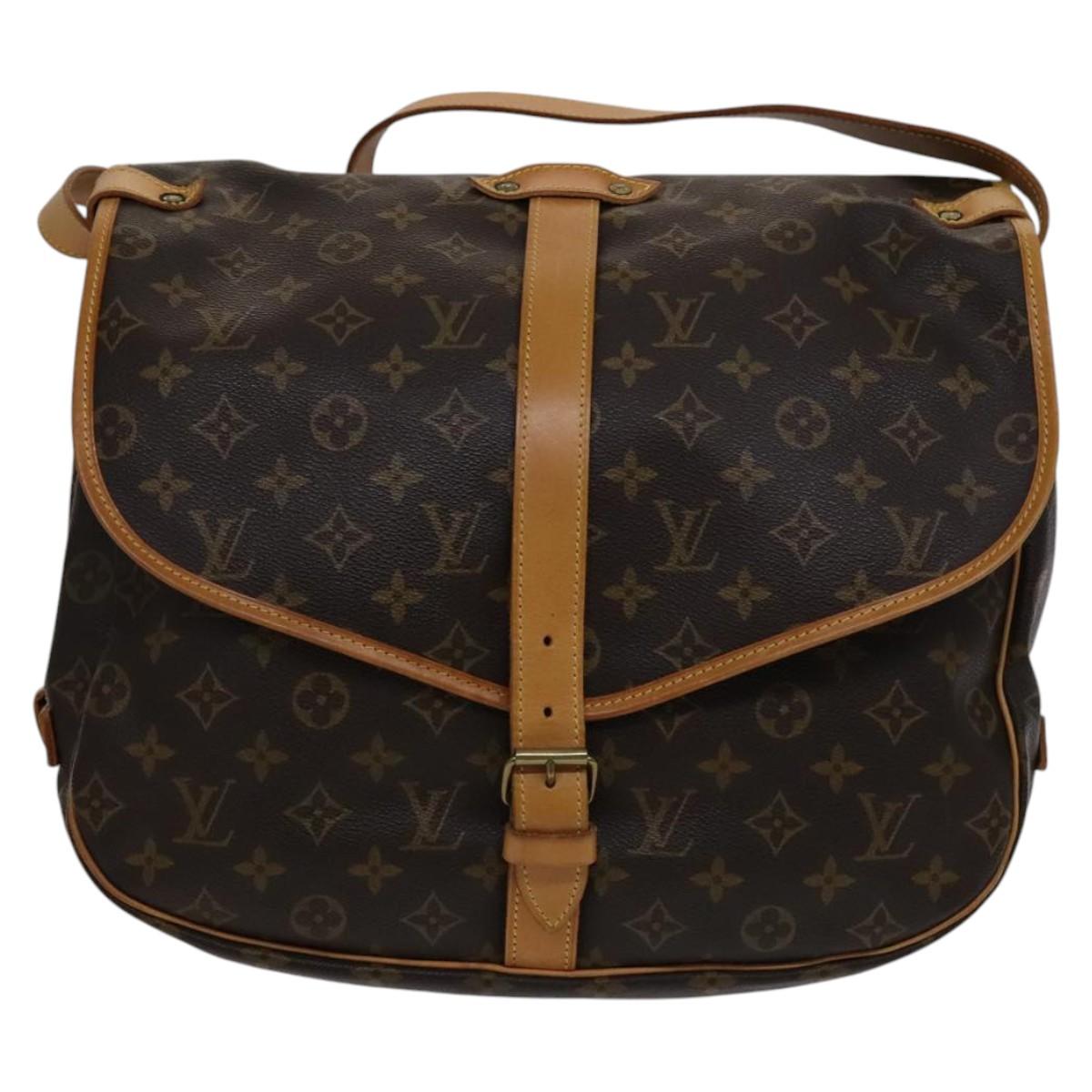Louis Vuitton Saumur 35, Brown, Canvas, shoulder