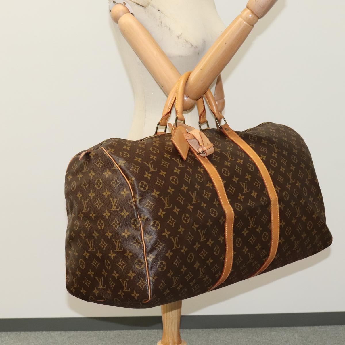 Louis Vuitton Keepall 60, Brown, Canvas, travel