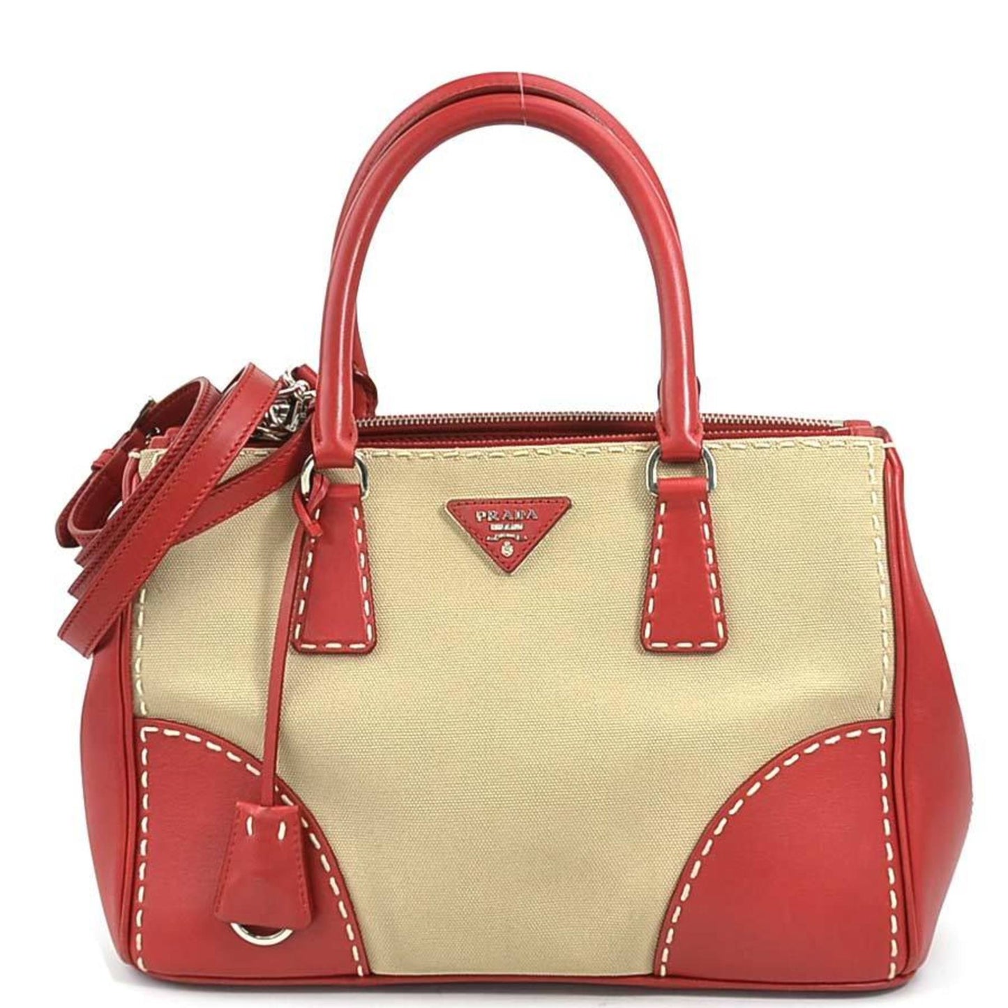 Prada, Beige, Canvas, handbag