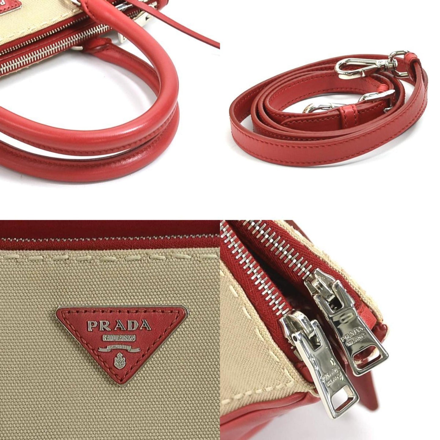 Prada, Beige, Canvas, handbag