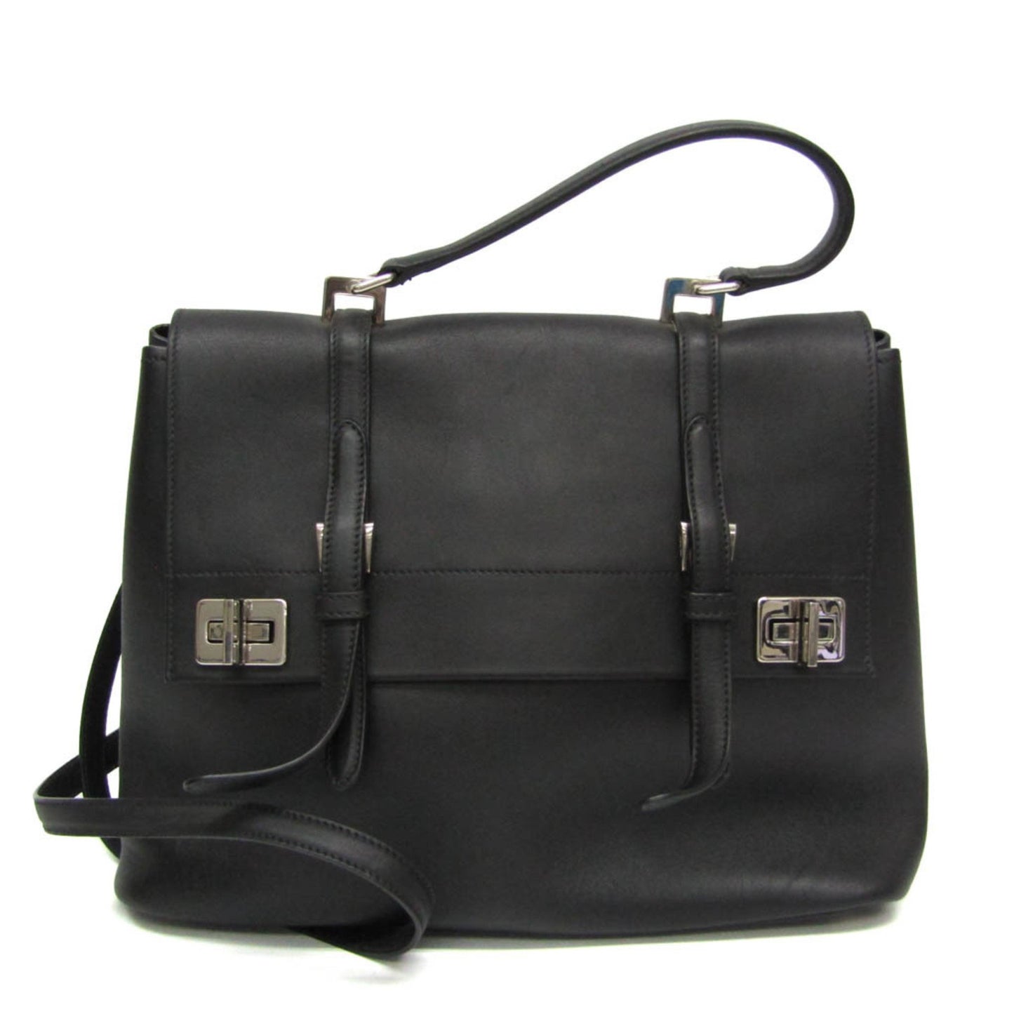Prada Vitello, Black, Leather, handbag