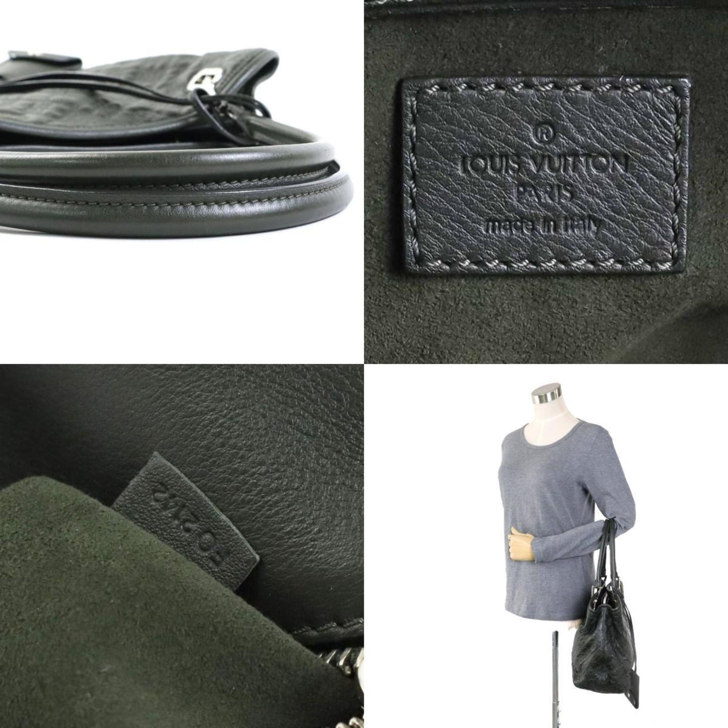 Louis Vuitton Antia Lilia, Black, Leather, shoulder