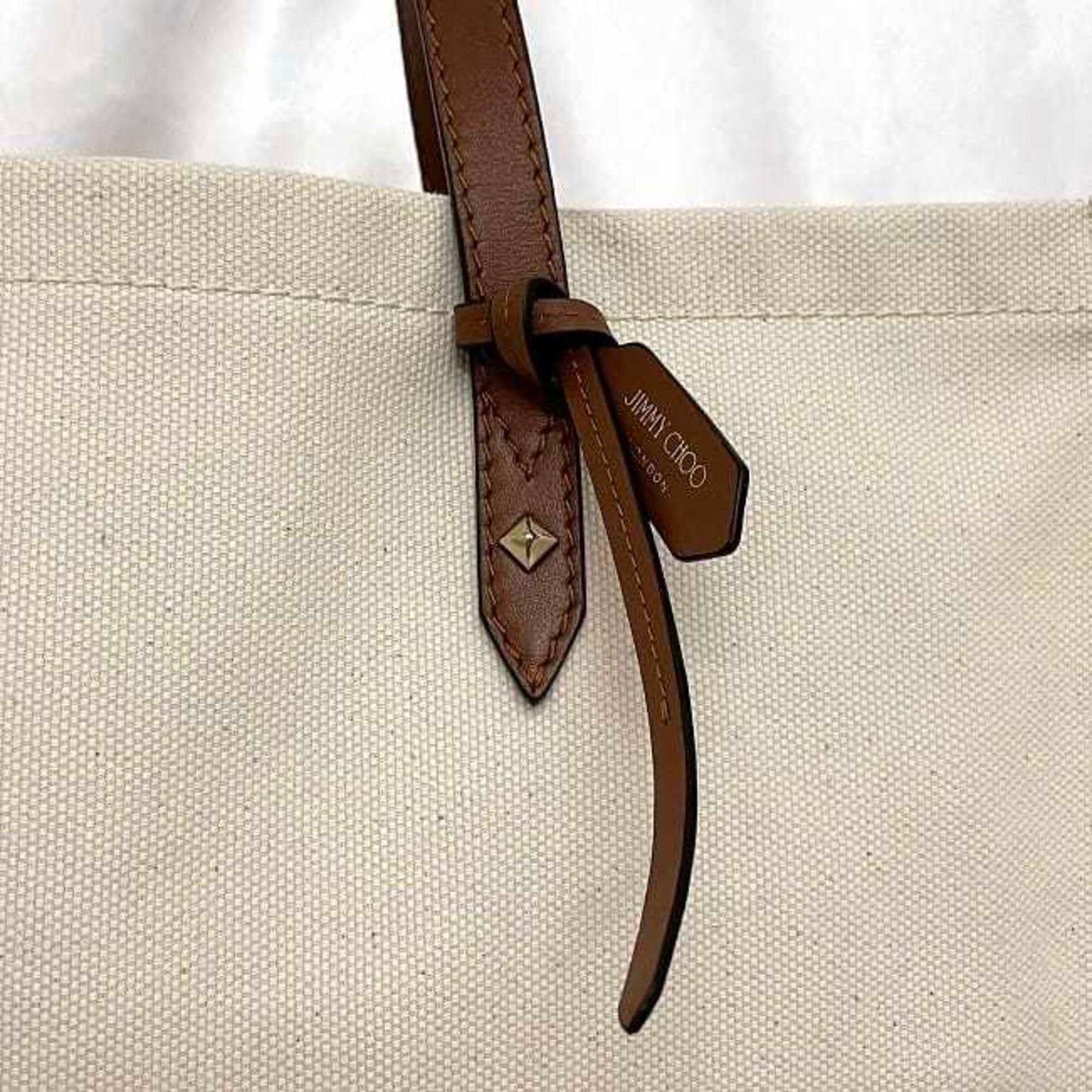 Jimmy Choo, White, Canvas, tote