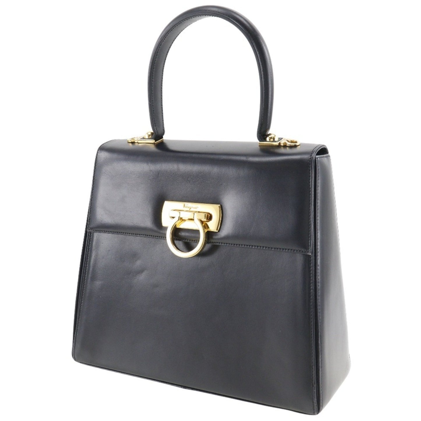 Salvatore Ferragamo Gancini, Black, Leather, handbag