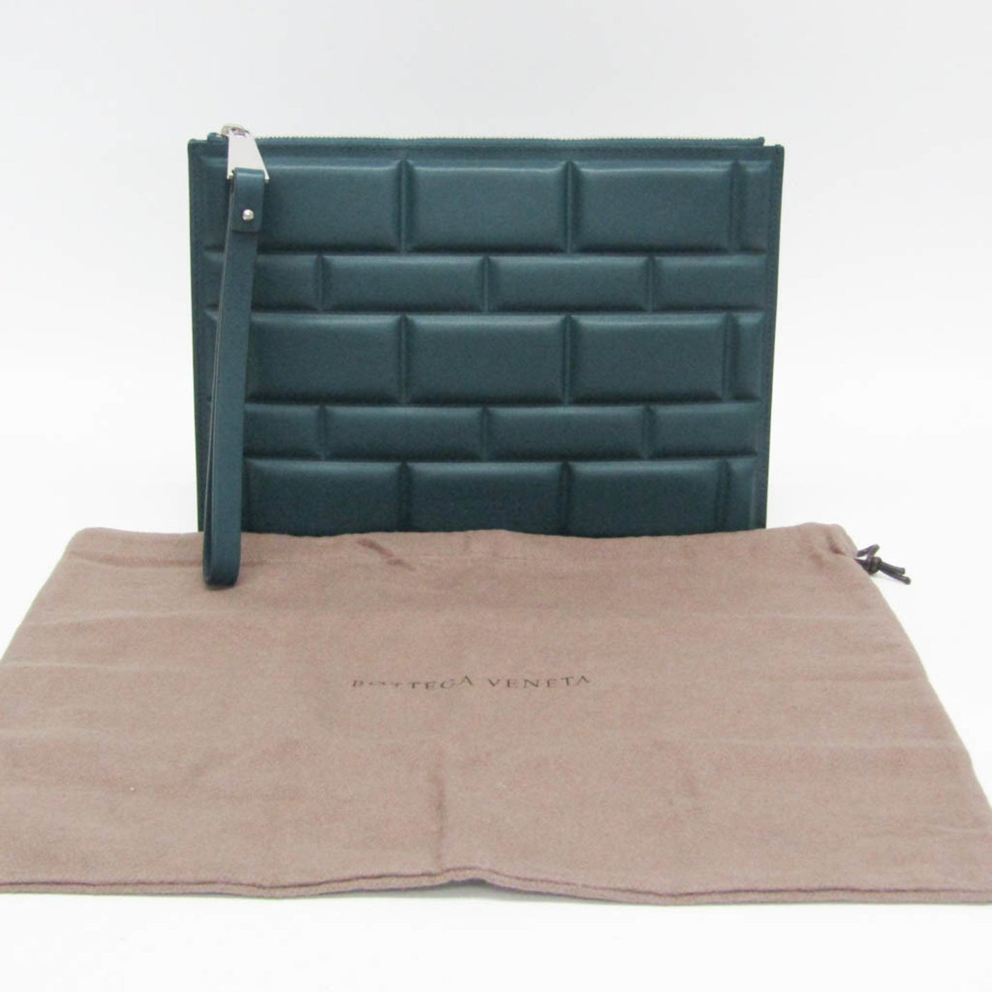 Bottega Veneta Bloc, Turquoise, Leather, clutch