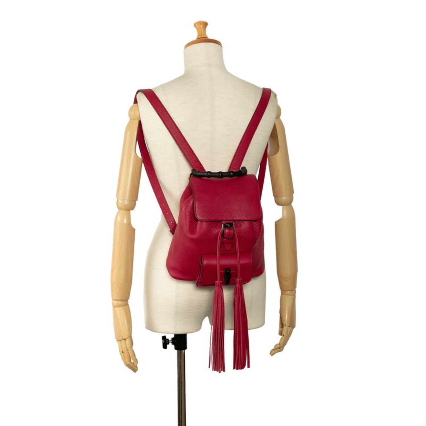Gucci Bamboo, Red, Leather, backpack
