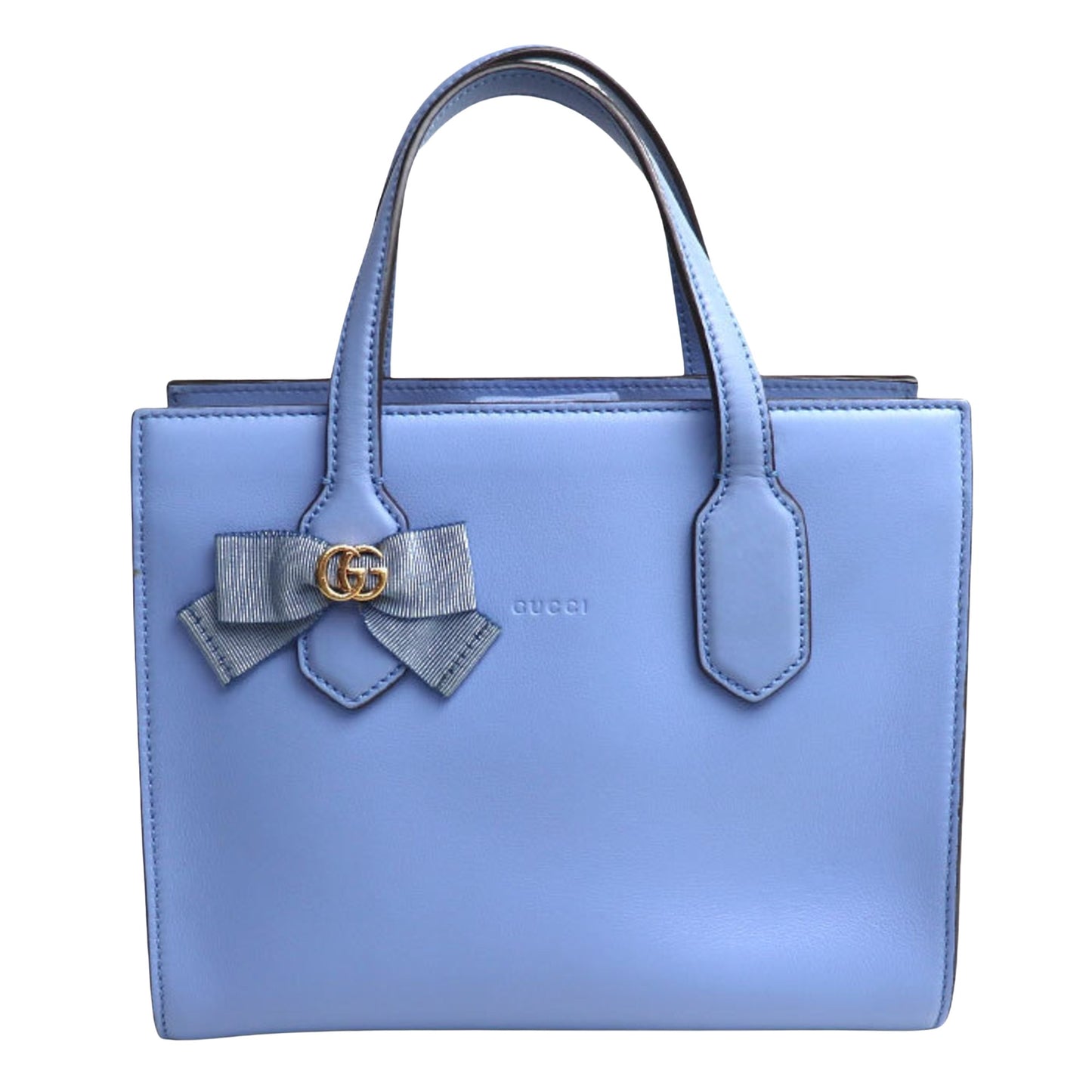 Gucci GG Ribbon, Blue, Leather, handbag