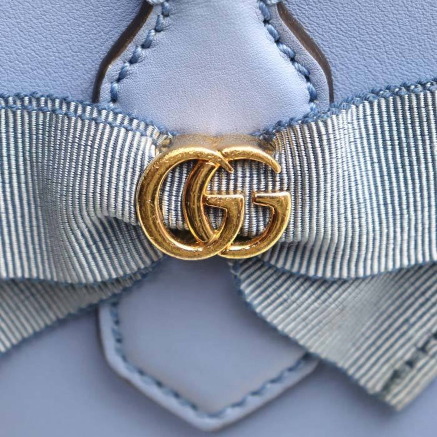 Gucci GG Ribbon, Blue, Leather, handbag