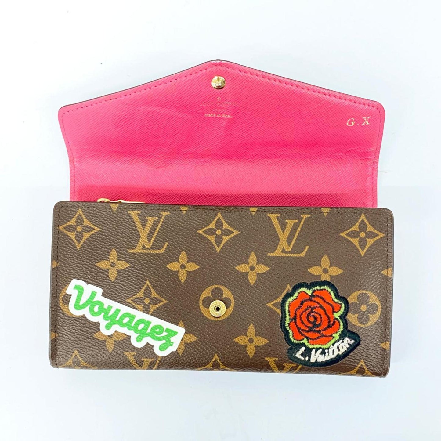 Louis Vuitton Portefeuille Sarah, Brown, Canvas, wallet
