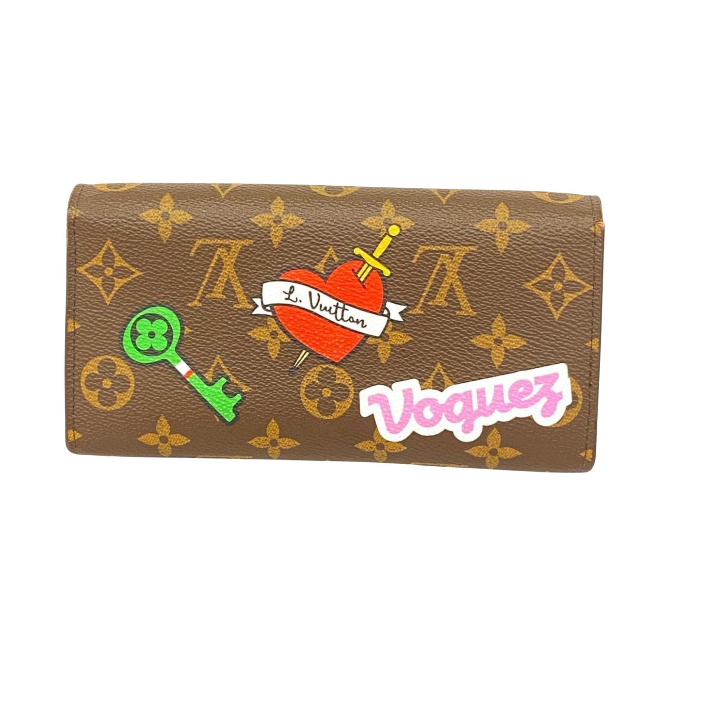 Louis Vuitton Portefeuille Sarah, Brown, Canvas, wallet