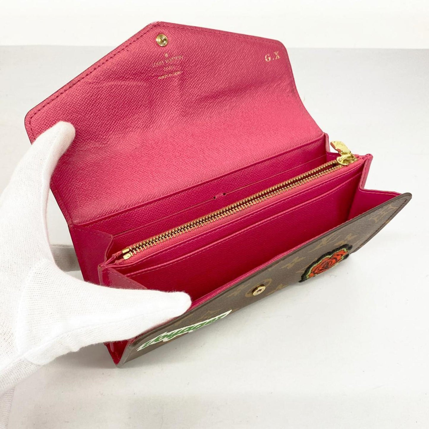 Louis Vuitton Portefeuille Sarah, Brown, Canvas, wallet