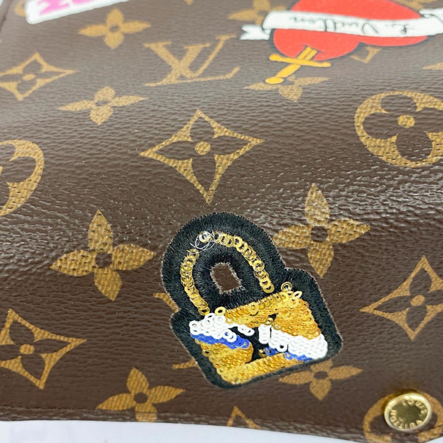 Louis Vuitton Portefeuille Sarah, Brown, Canvas, wallet