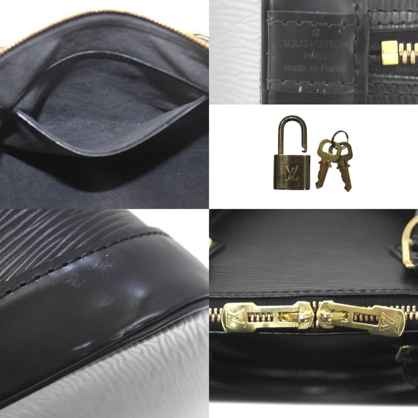 Louis Vuitton Alma, Black, Leather, handbag