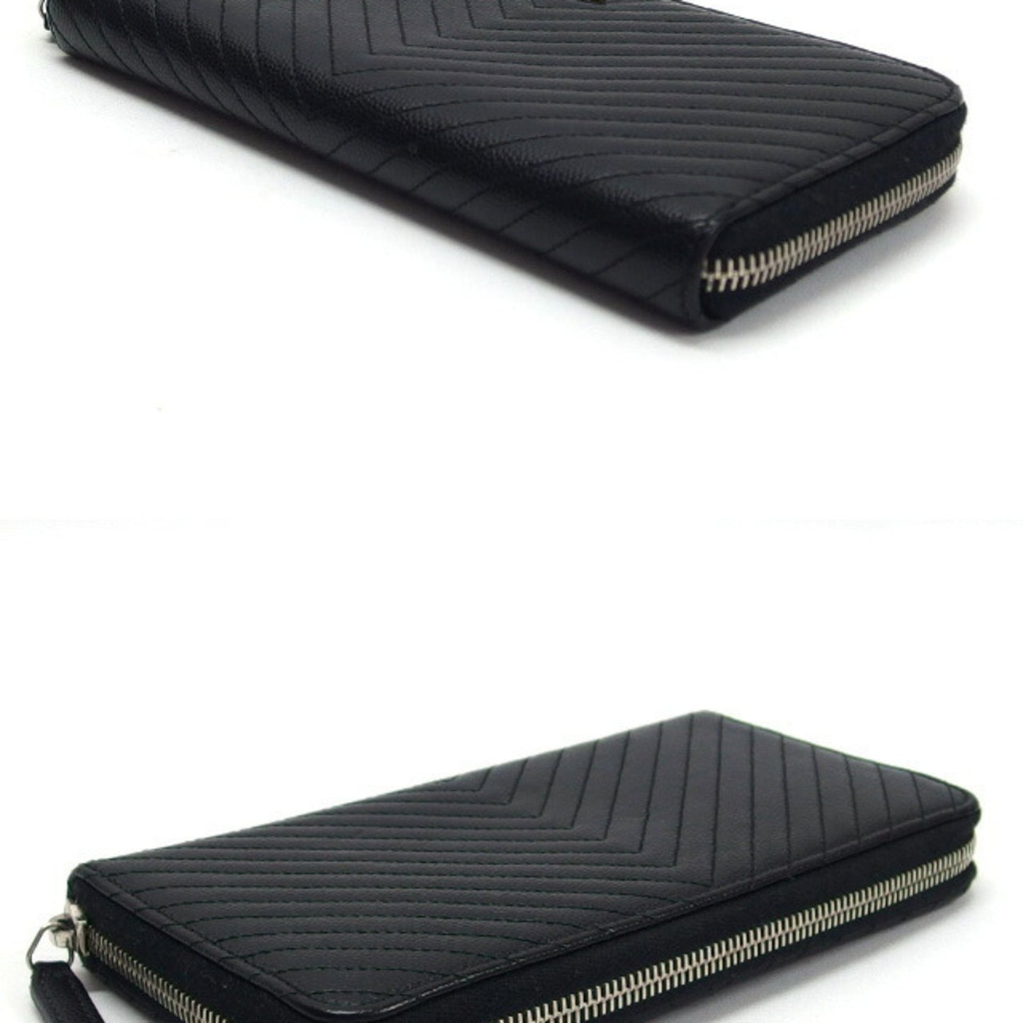 Chanel V-Stich, Black, Leather, wallet