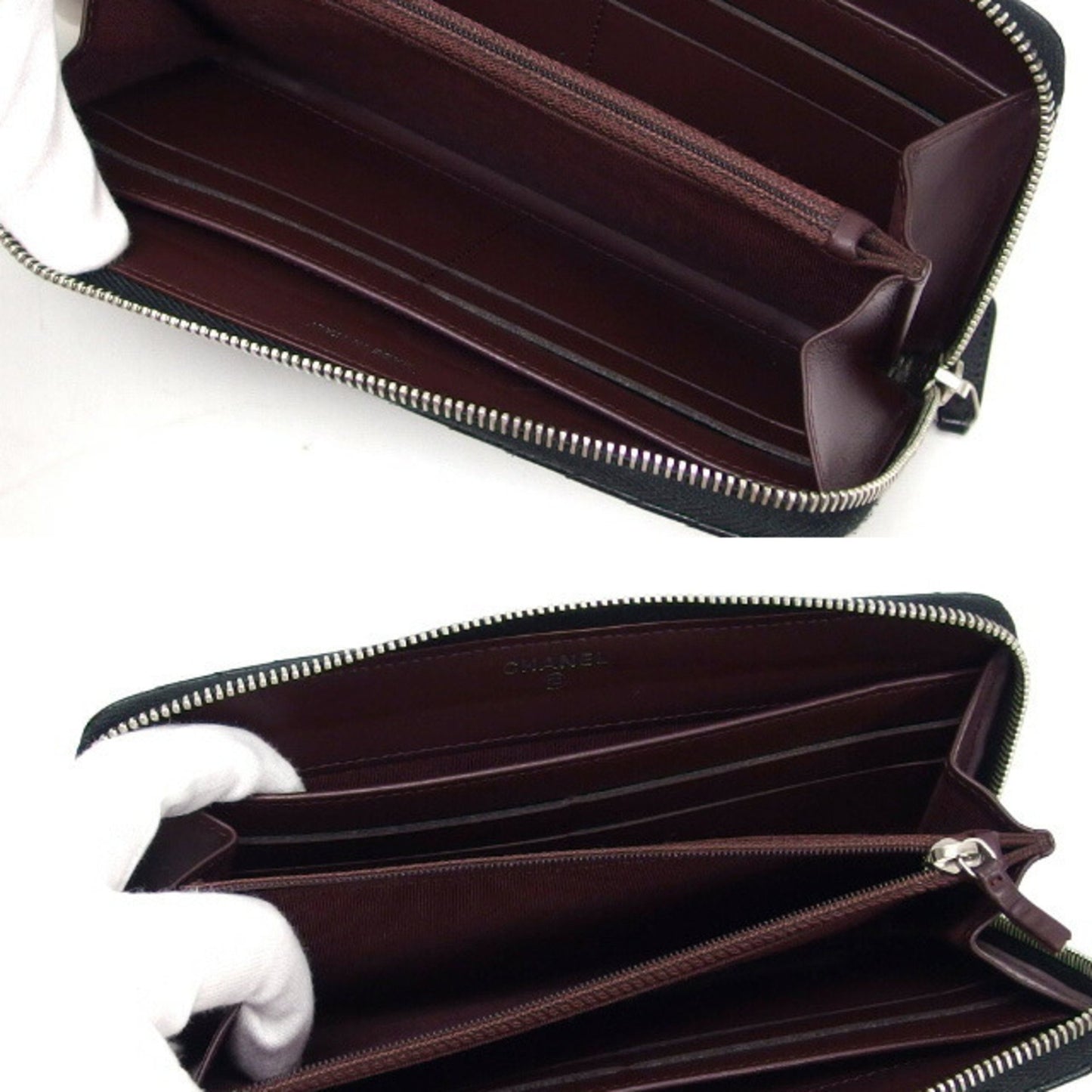 Chanel V-Stich, Black, Leather, wallet