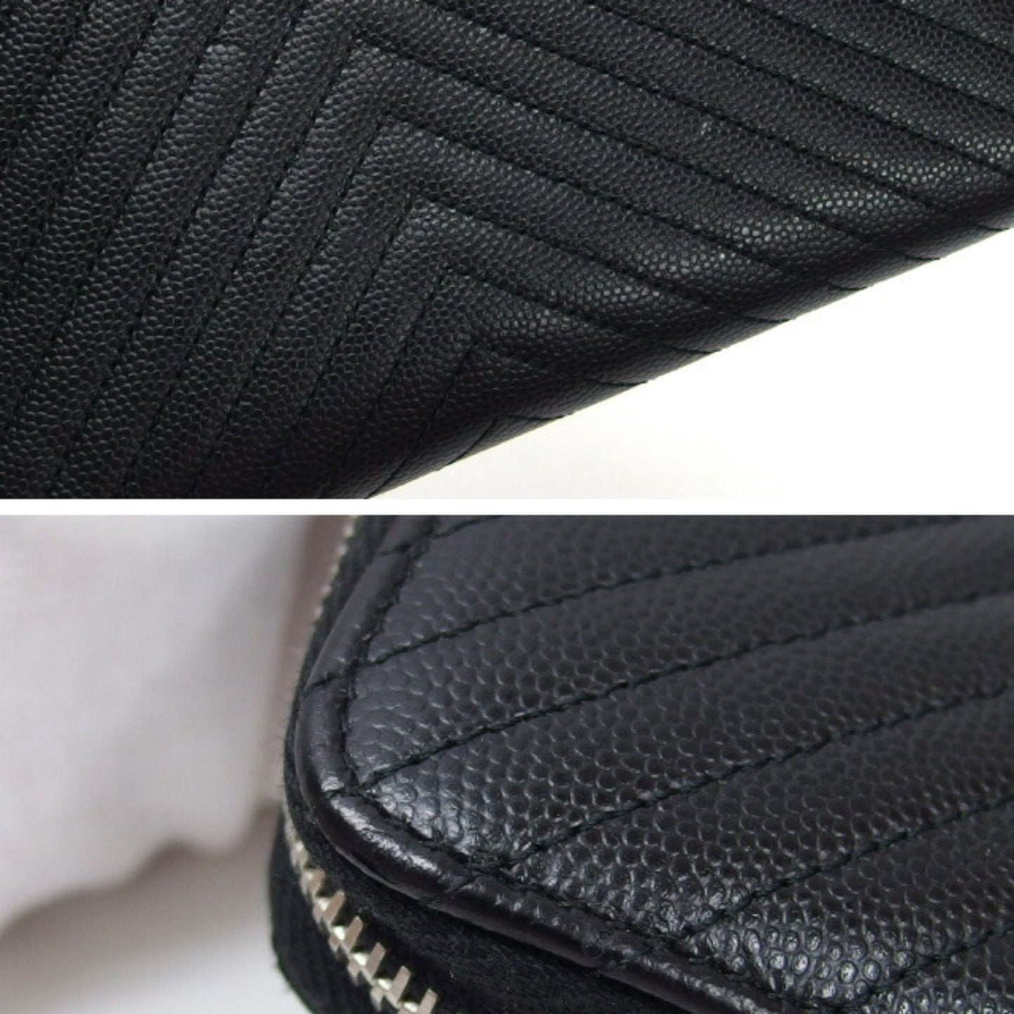Chanel V-Stich, Black, Leather, wallet