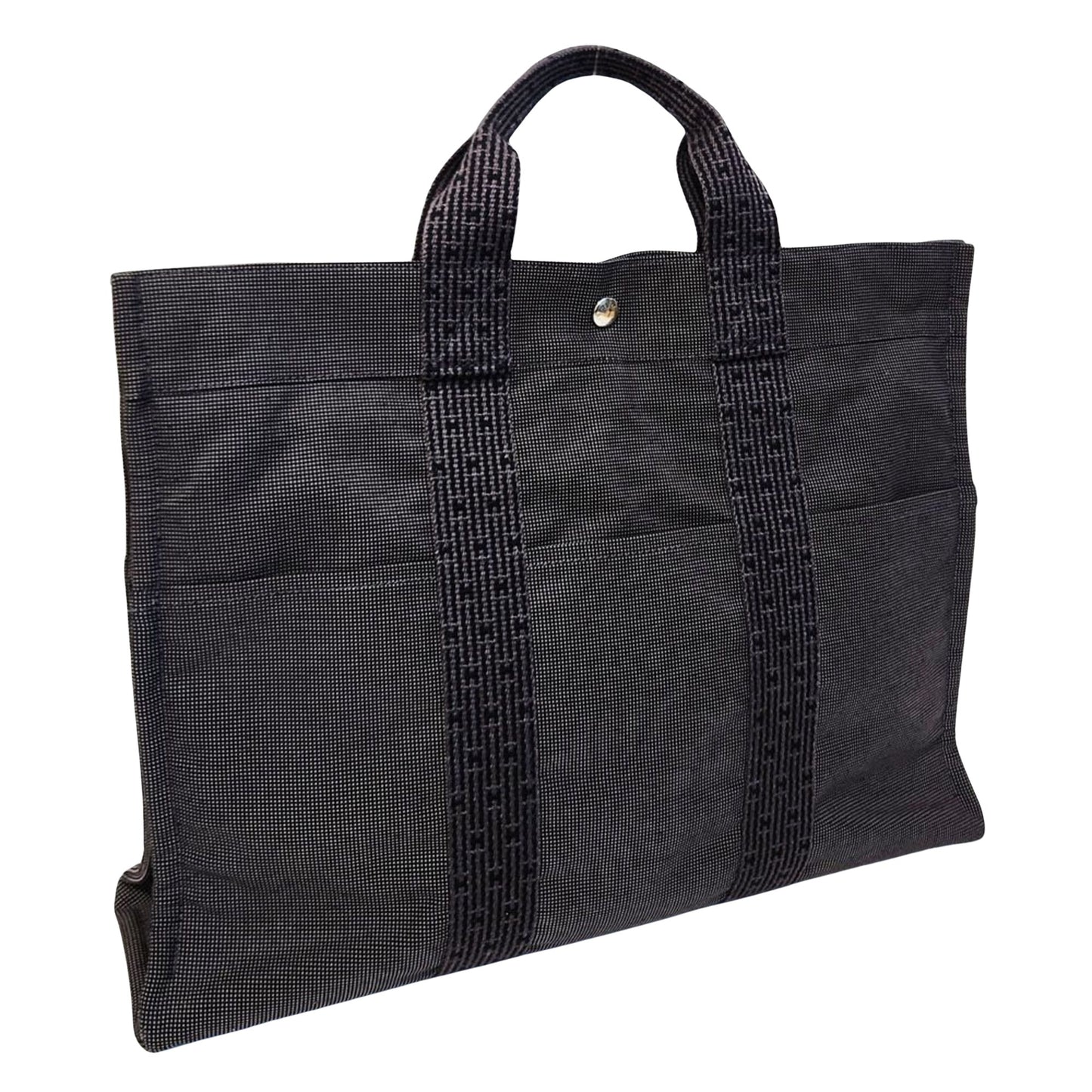 Hermès Herline, Grey, Canvas, tote