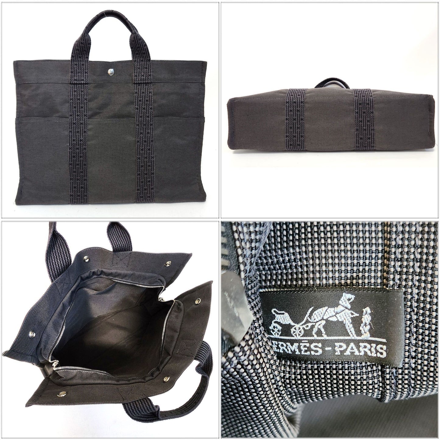 Hermès Herline, Grey, Canvas, tote