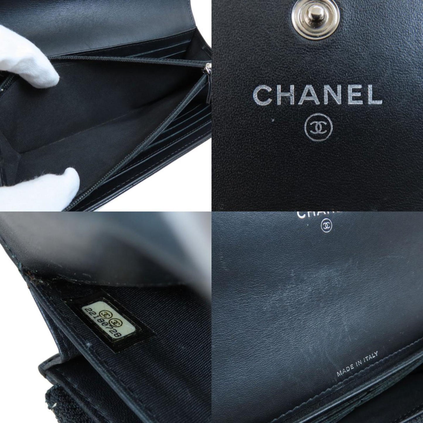 Chanel Logo CC, Black, Leather, wallet