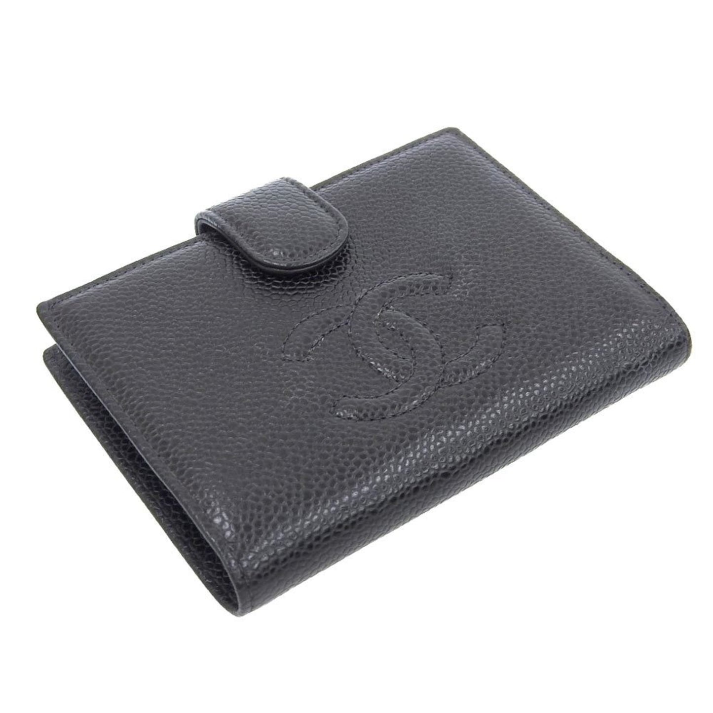 Chanel Coco Mark, Black, Leather, wallet