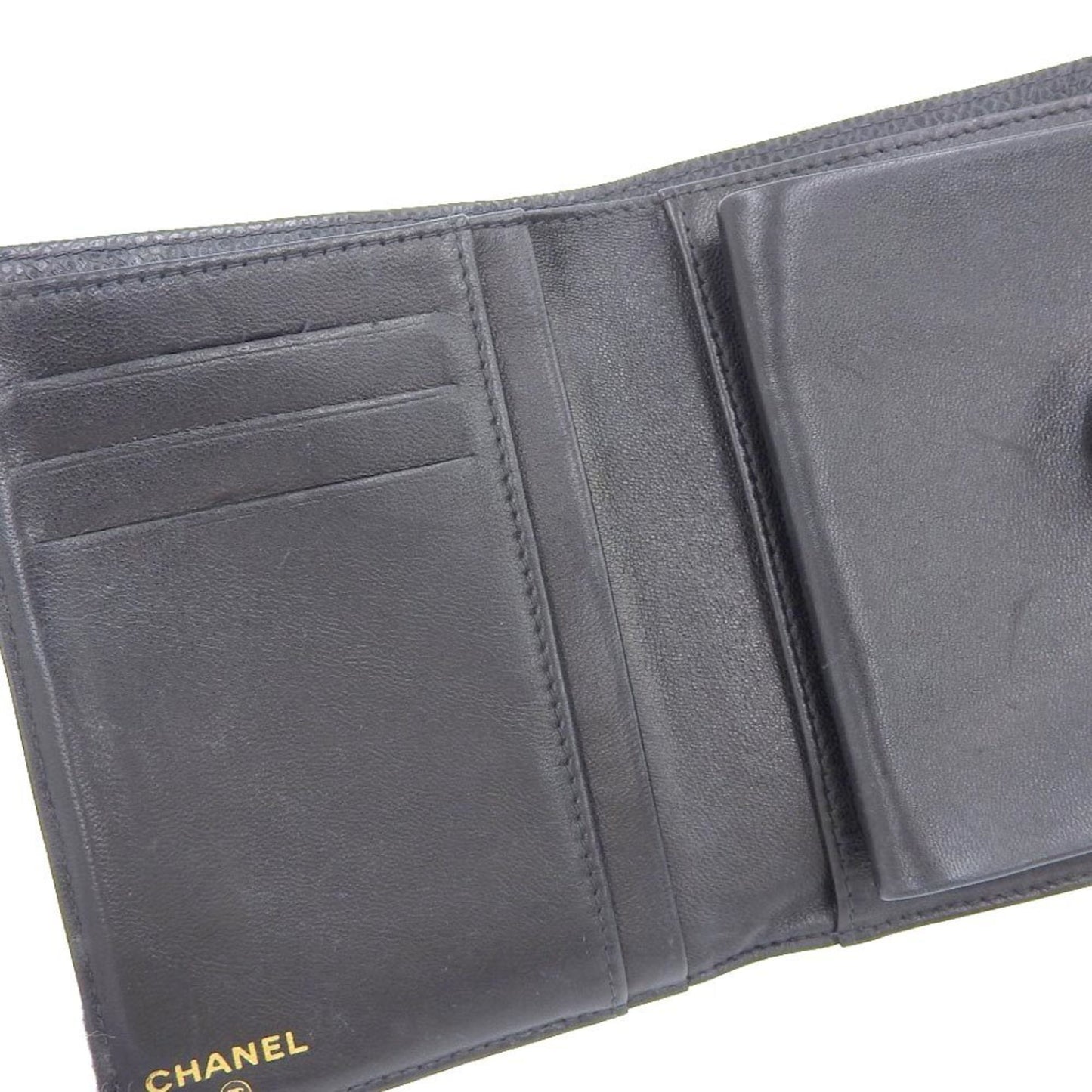 Chanel Coco Mark, Black, Leather, wallet