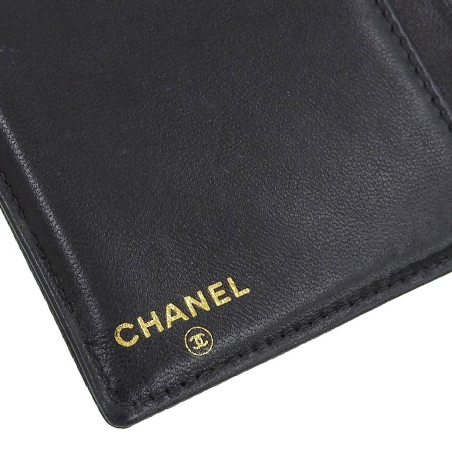 Chanel Coco Mark, Black, Leather, wallet