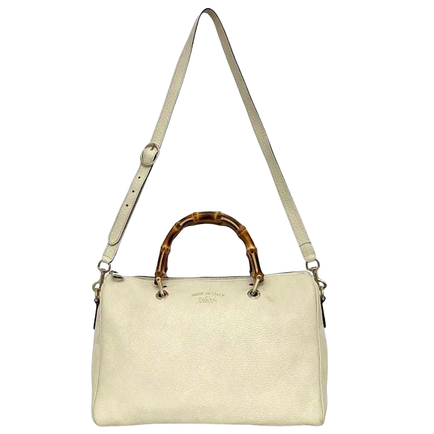 Gucci Bamboo, White, Leather, handbag