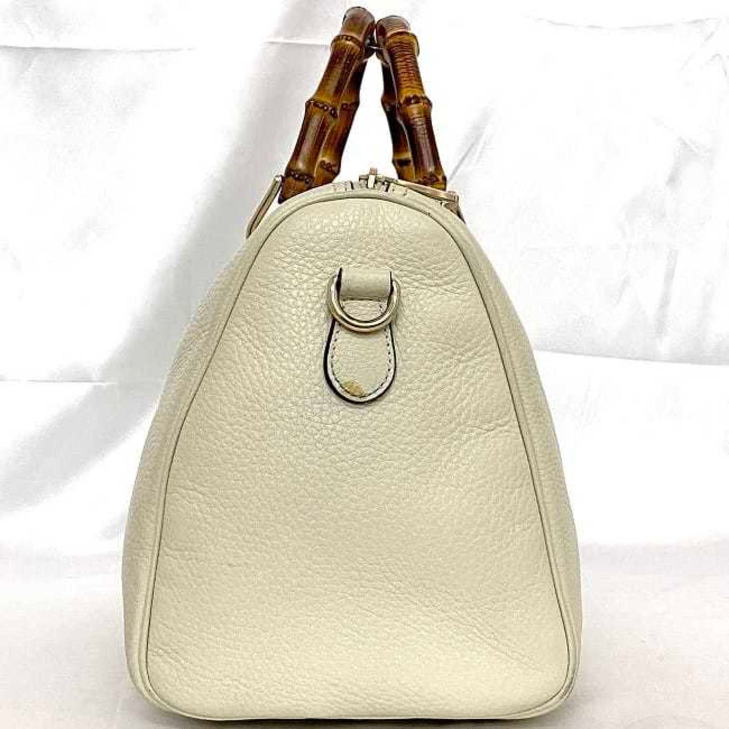 Gucci Bamboo, White, Leather, handbag