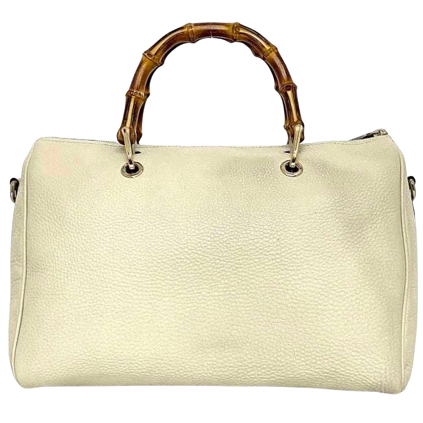 Gucci Bamboo, White, Leather, handbag