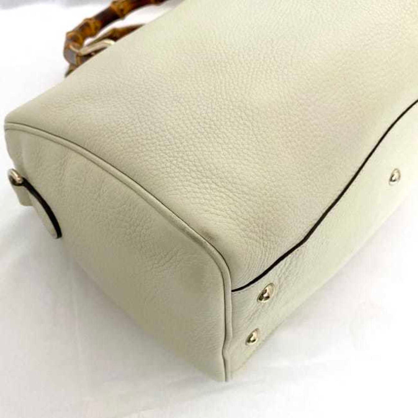 Gucci Bamboo, White, Leather, handbag