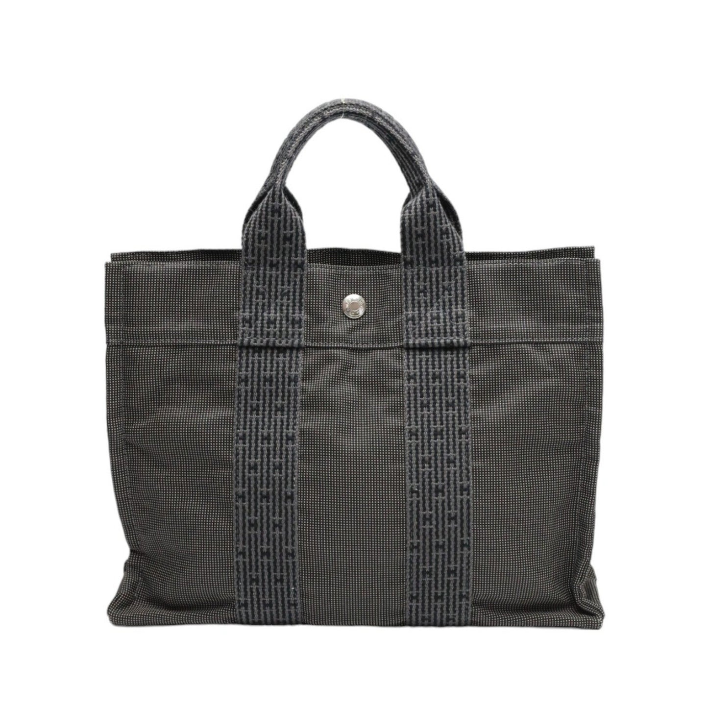Hermès Herline, Grey, Canvas, handbag