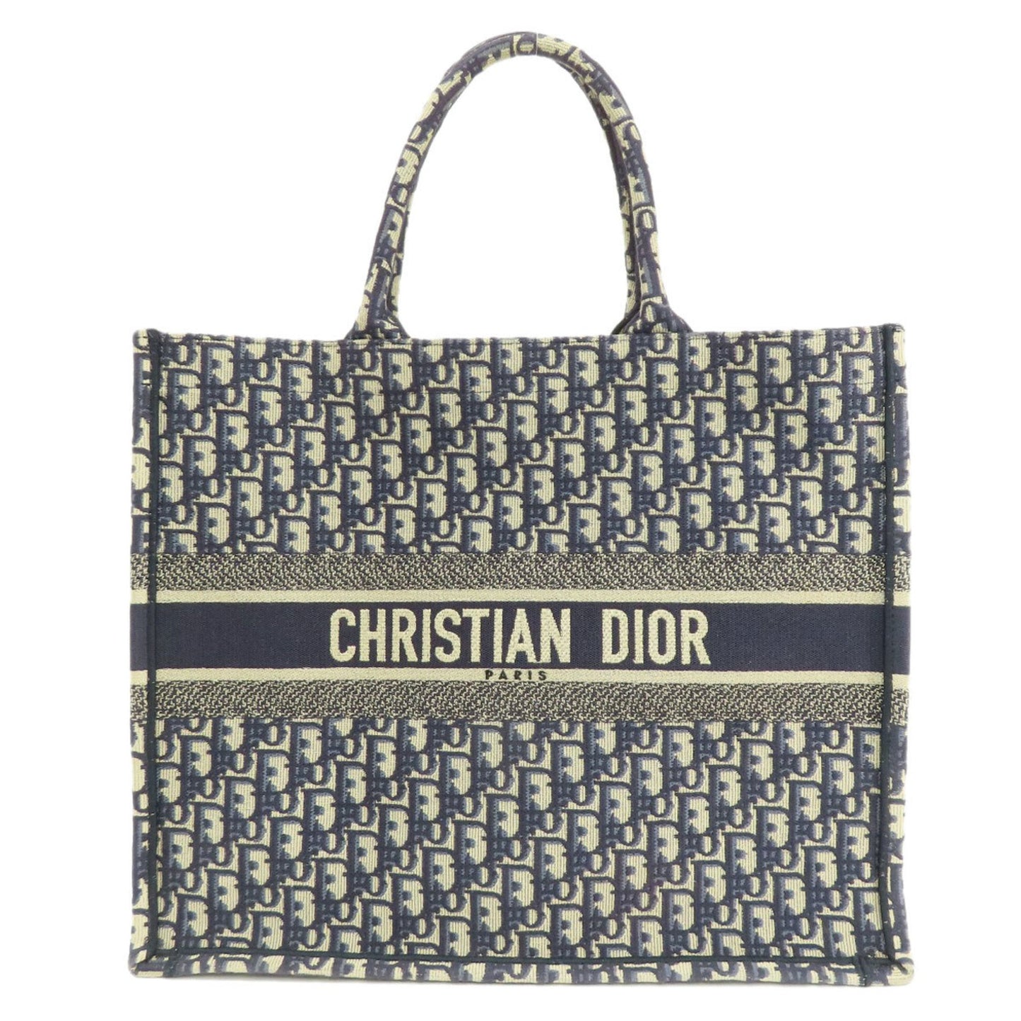 Dior Book Tote, Navy, Canvas, tote