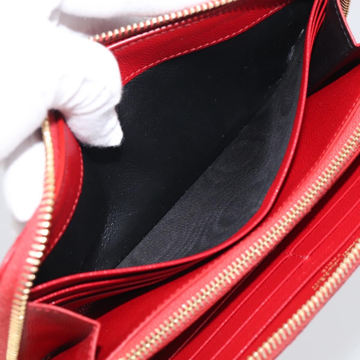 Saint Laurent Loulou Zip Around Matelasse Chevron Leather, Red, Leather, Wallet
