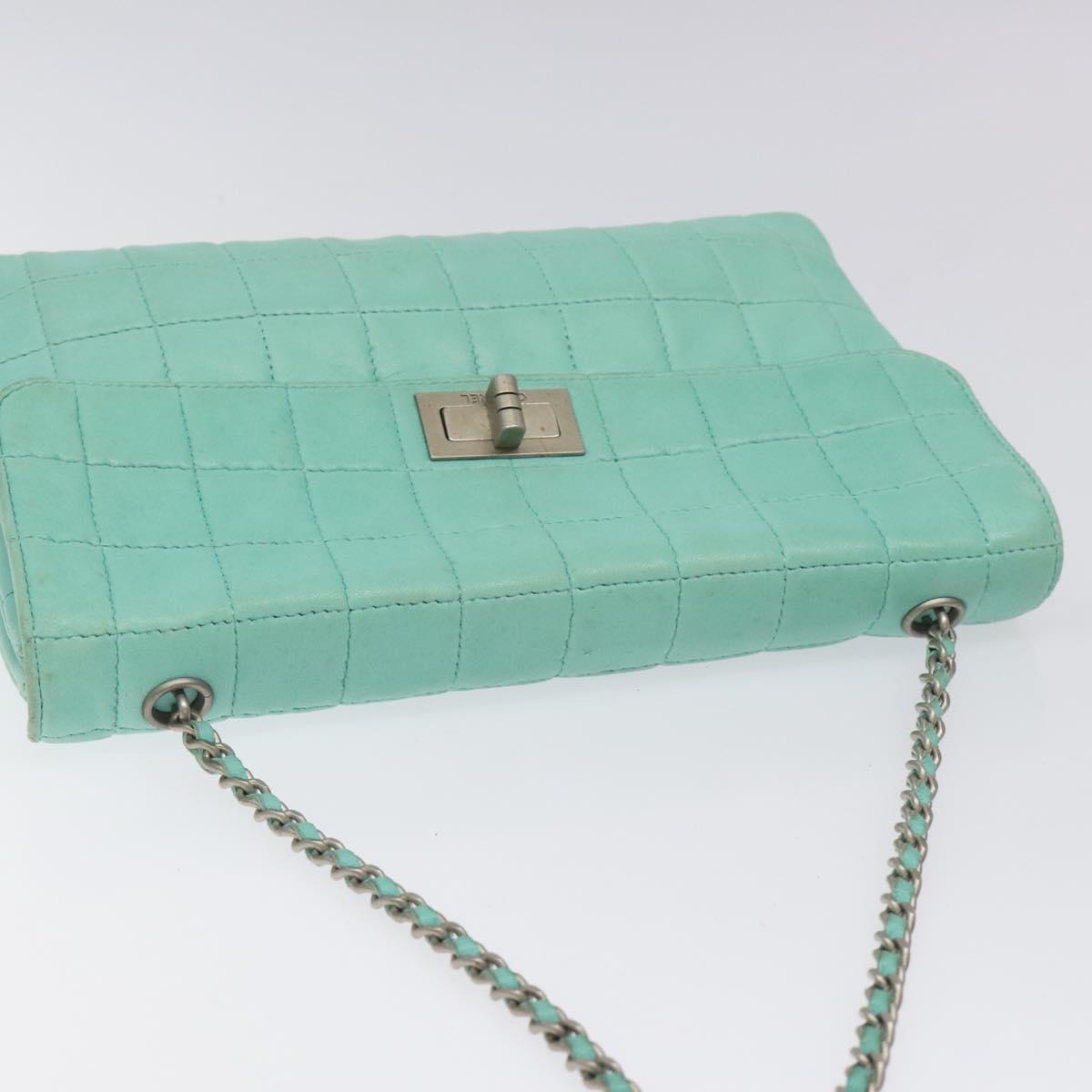 Chanel Chocolate bar, Blue, Leather, shoulder