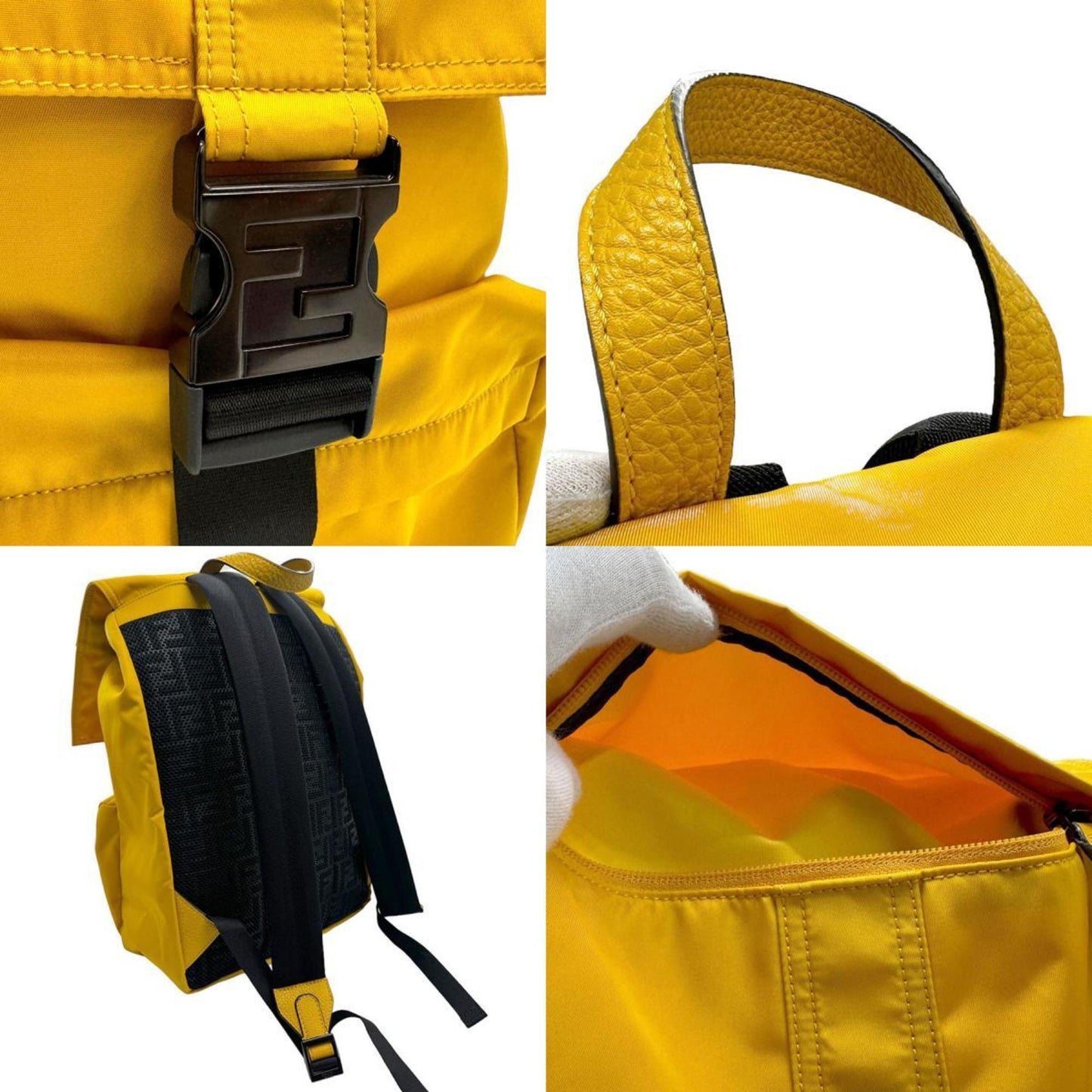 Fendi, Yellow, Synthetic, backpack
