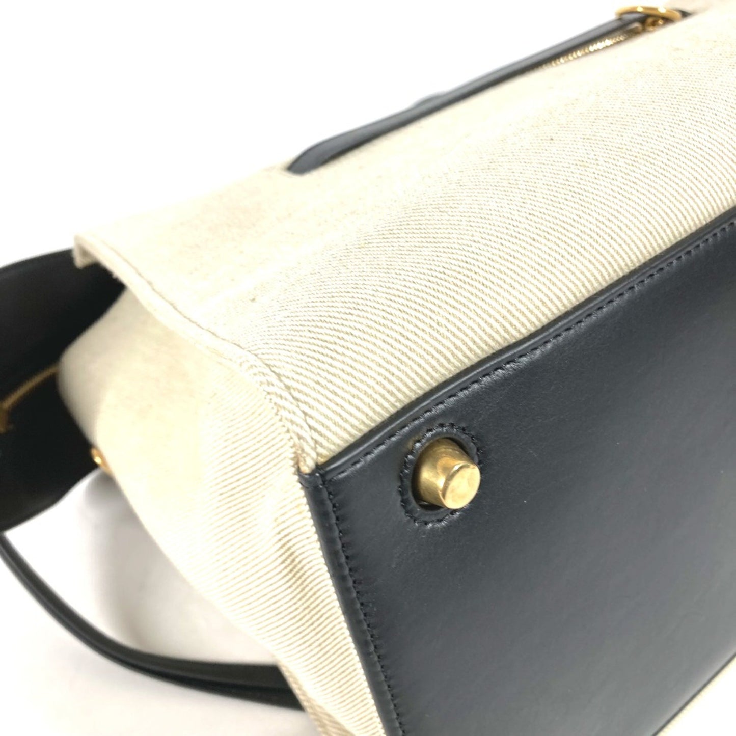 Céline Ring, Beige, Canvas, shoulder