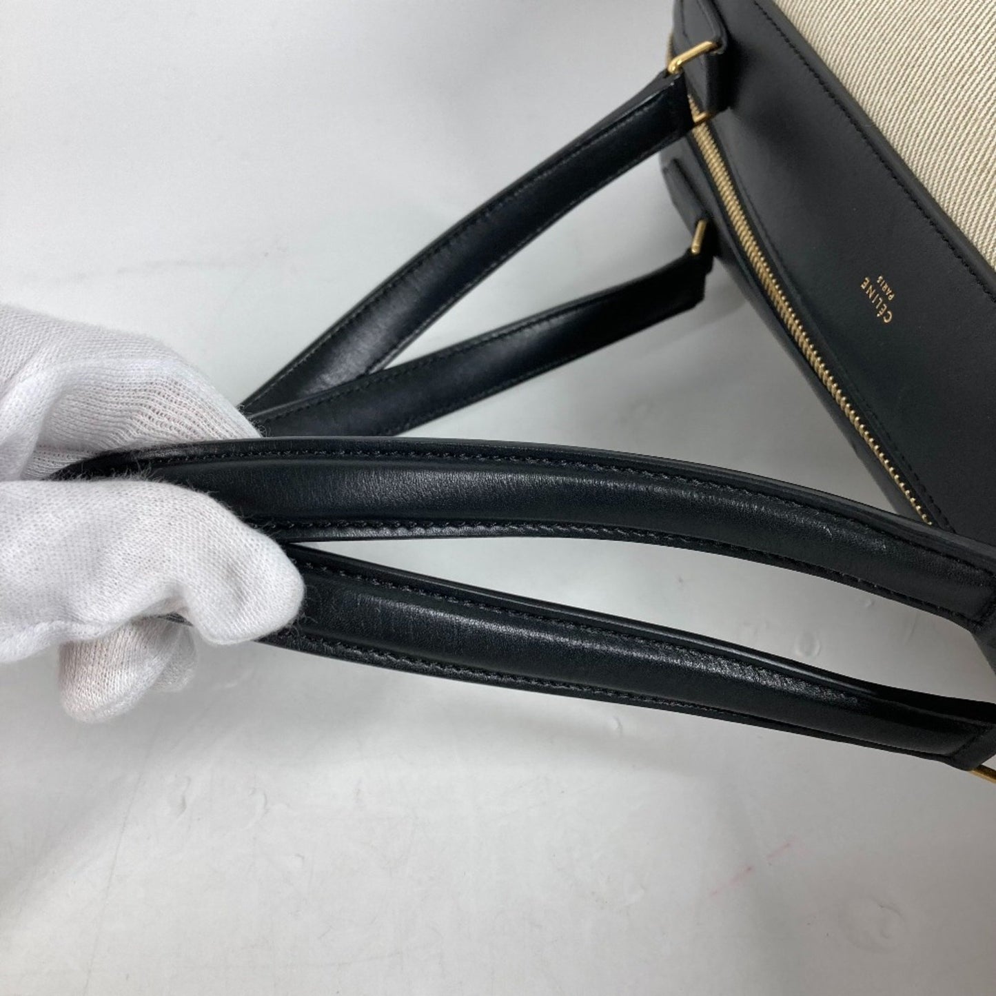Céline Ring, Beige, Canvas, shoulder