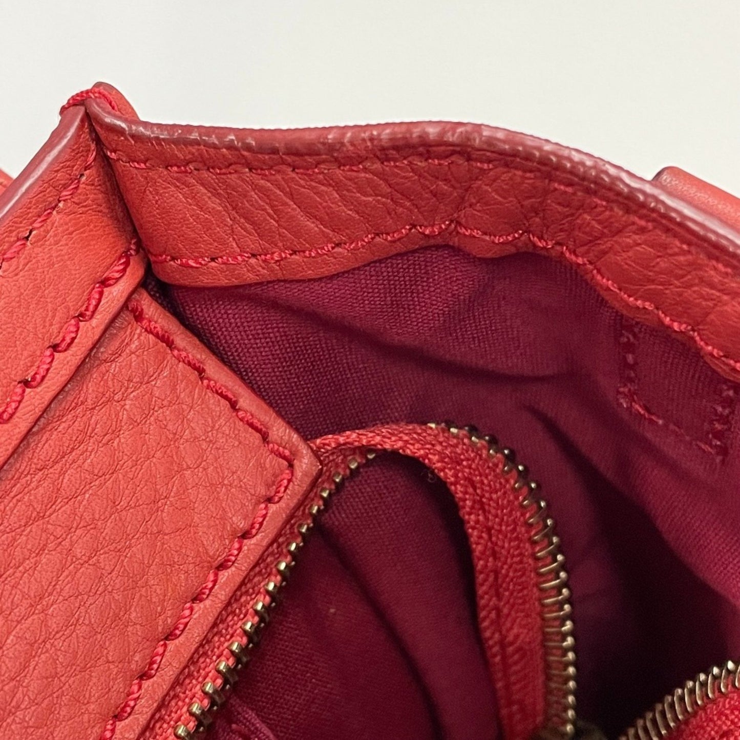 Céline Nano Luggage, Red, Leather, handbag