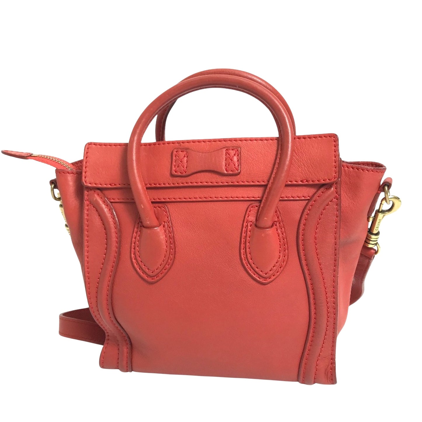 Céline Nano Luggage, Red, Leather, handbag
