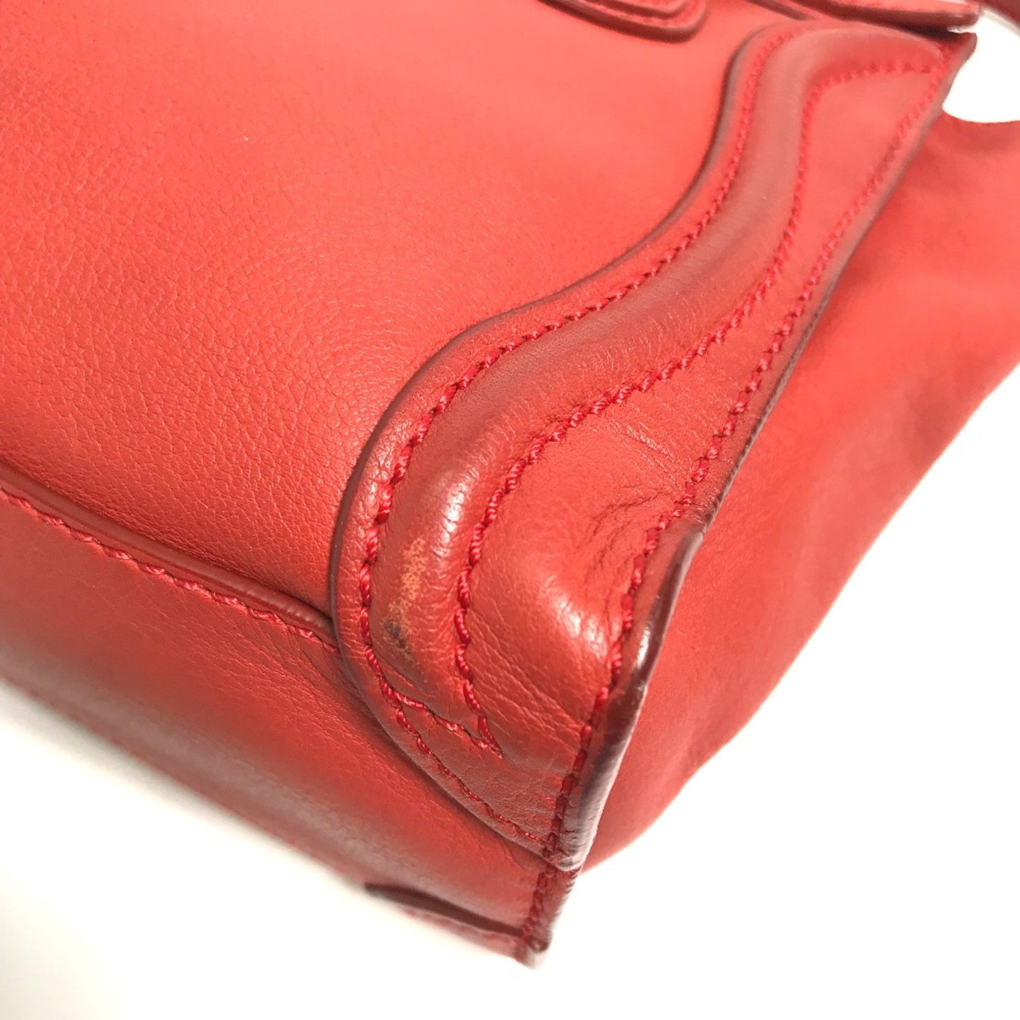 Céline Nano Luggage, Red, Leather, handbag