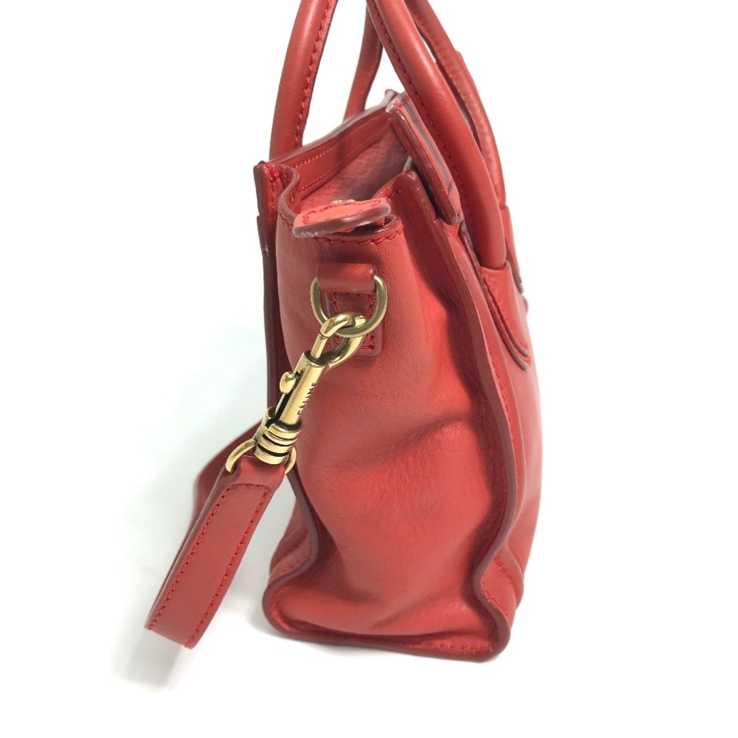 Céline Nano Luggage, Red, Leather, handbag