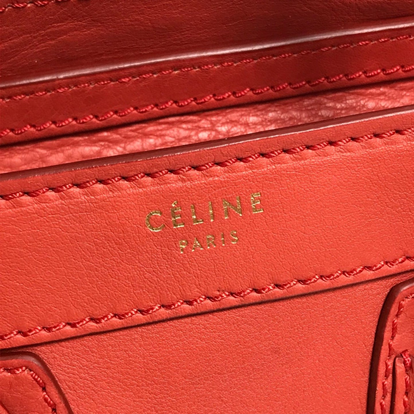 Céline Nano Luggage, Red, Leather, handbag