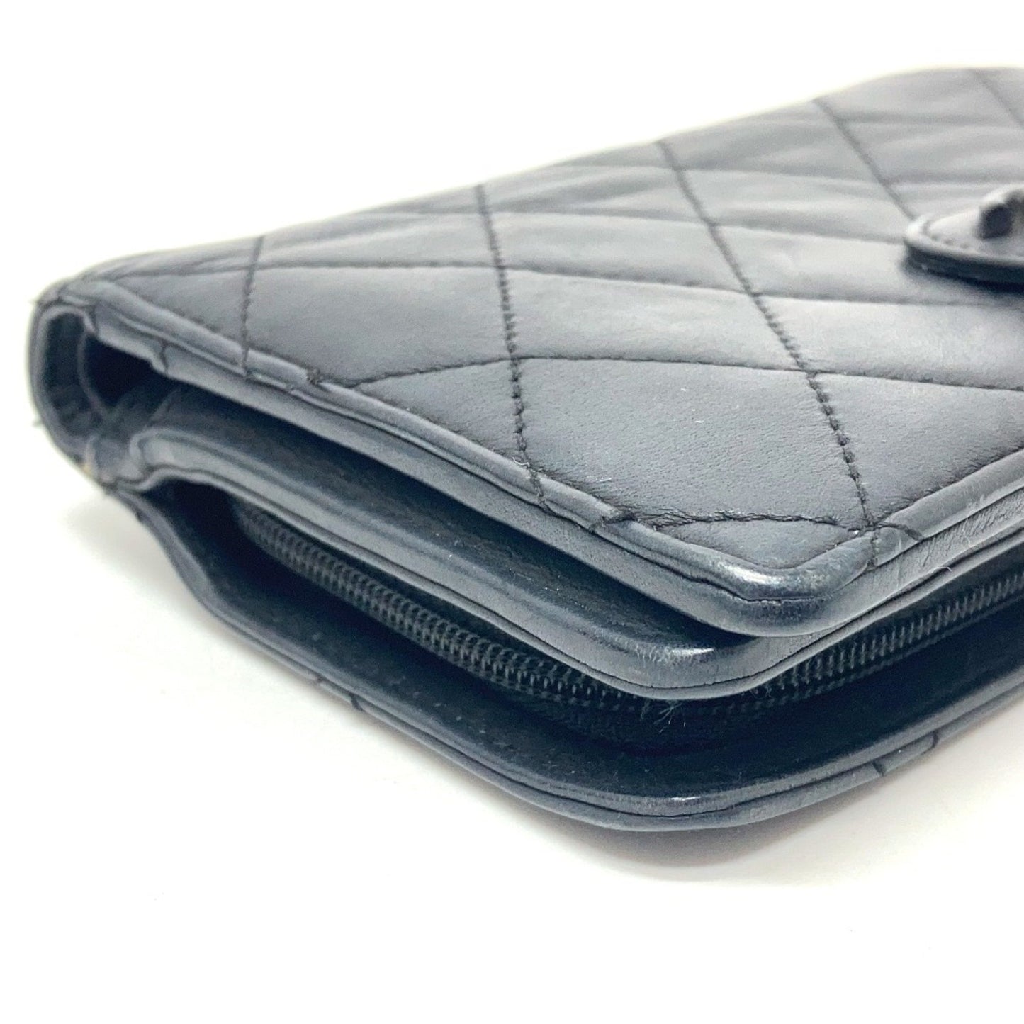 Chanel Matelassé, Black, Leather, wallet